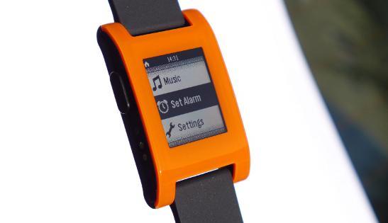 Orange Pebble smartwatch