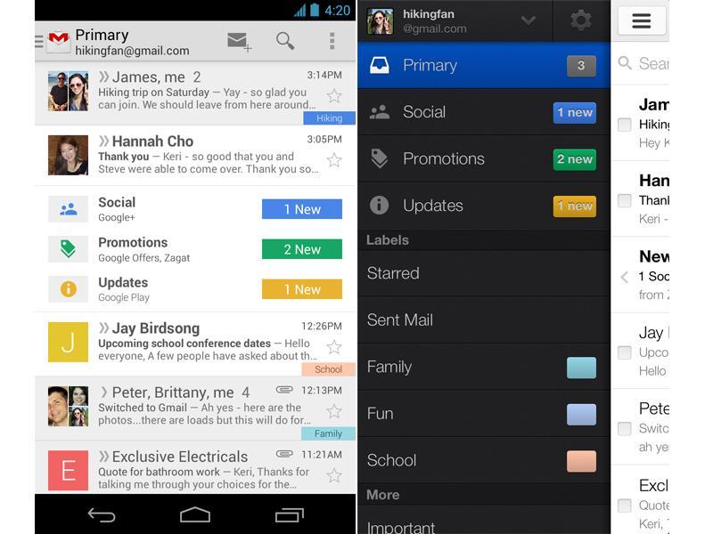 New Gmail inbox Android, iOS