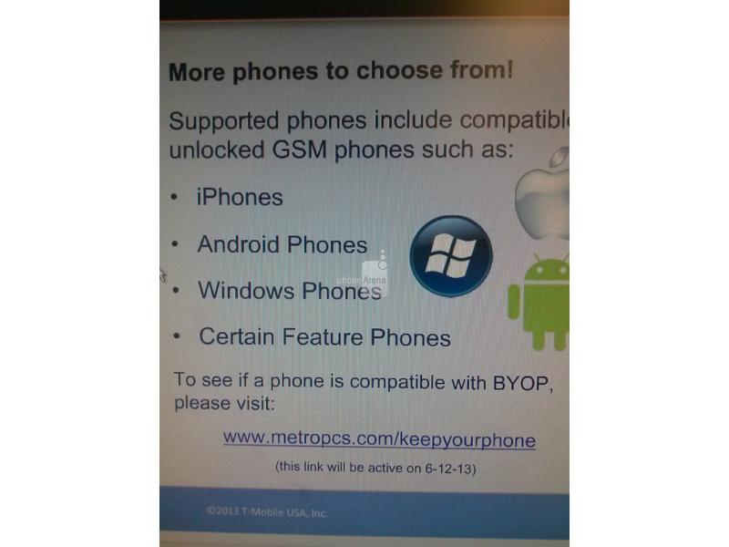 MetroPCS Bring Your Own Phone program leak