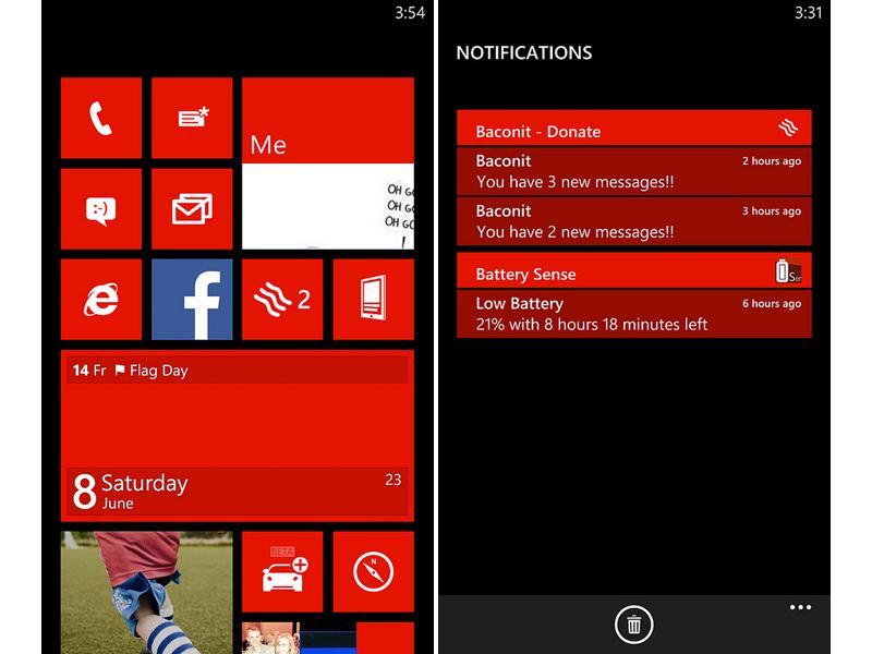 Windows Phone 8 notification center leak