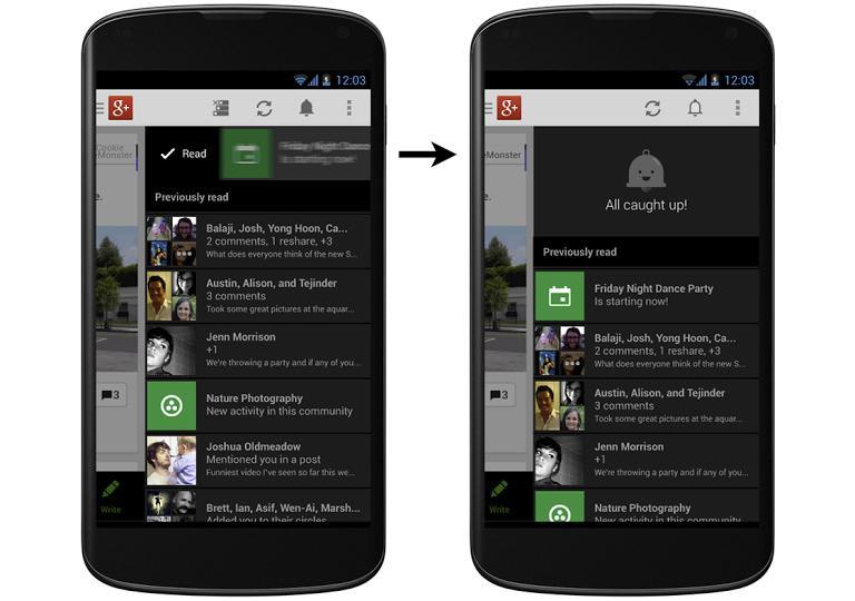 Google+ for Android notification tray
