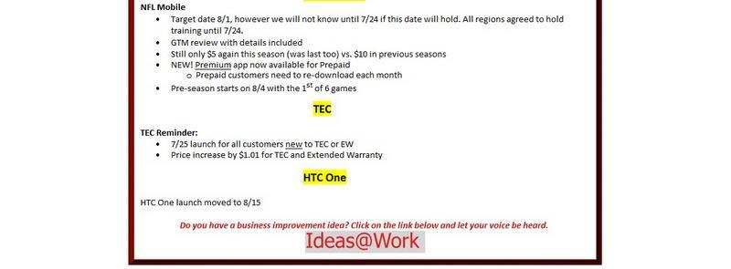 Verizon HTC One launch August 15 leak