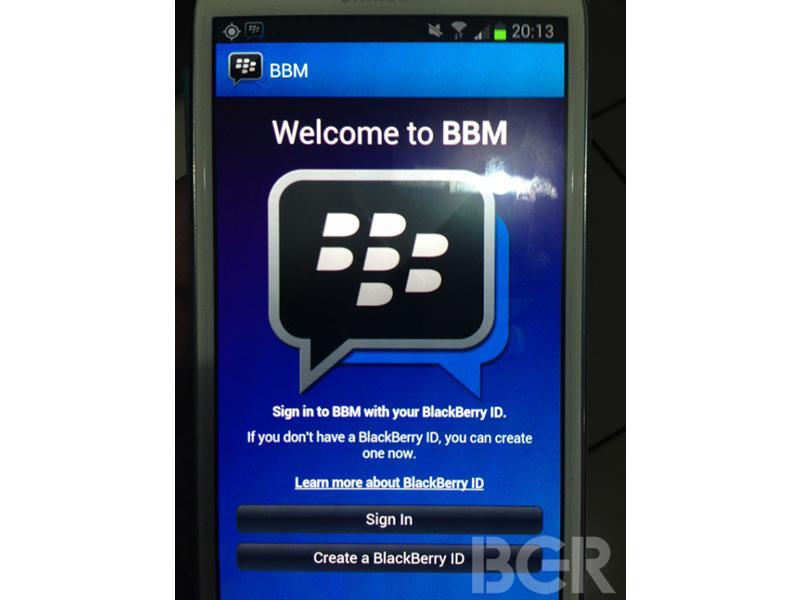 BBM for Android Samsung Galaxy S III leak