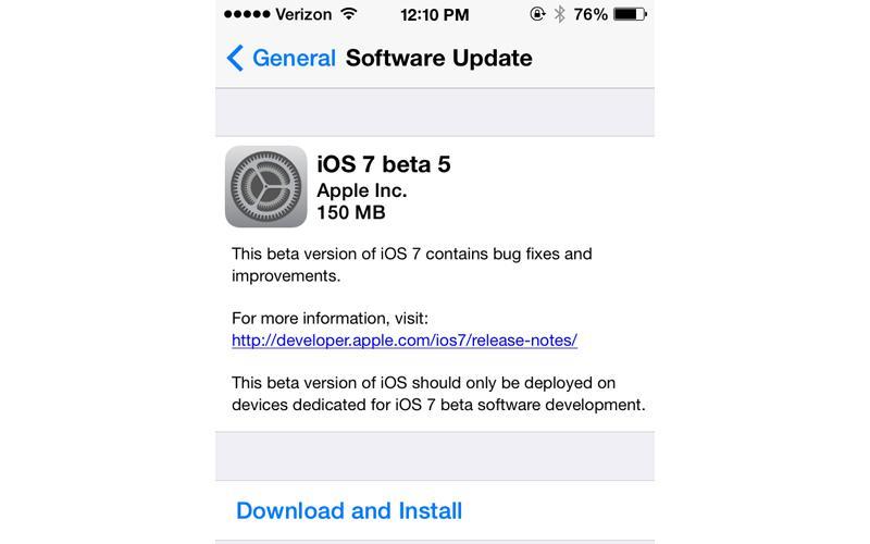 iOS 7 beta 5 software update