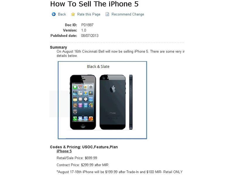 iPhone 5 Cincinnati Bell launch pricing