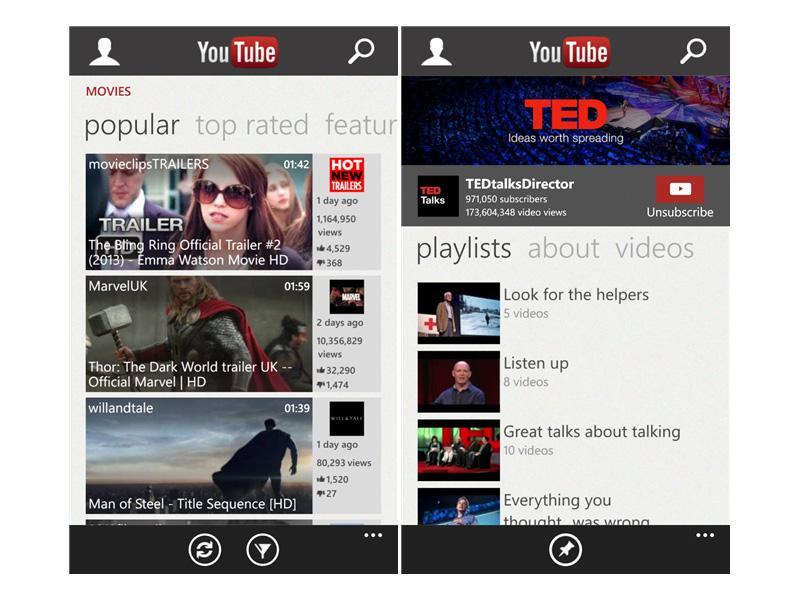 YouTube app Windows Phone 8