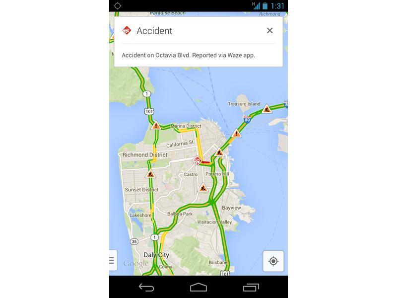 Google Maps Waze incident report