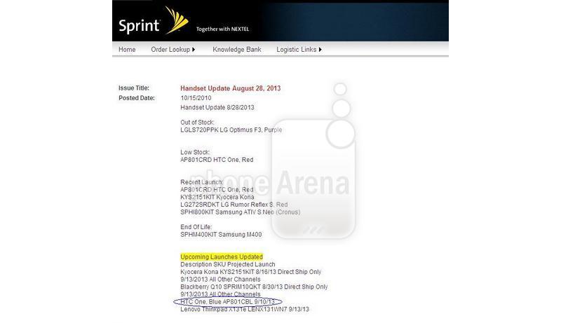 Sprint blue HTC One launch date leak