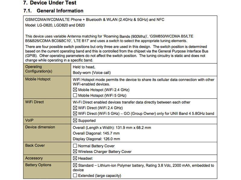LG-D820 Google Nexus 5 FCC dimensions
