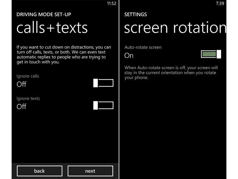 Windows Phone 8 GDR3 Nokia Lumia Bittersweet shimmer update screenshots Driving Mode screen rotation