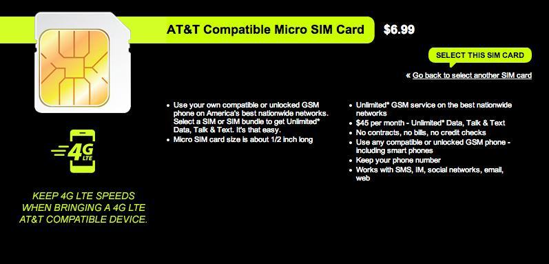 Straight Talk AT&T 4G LTE SIM card