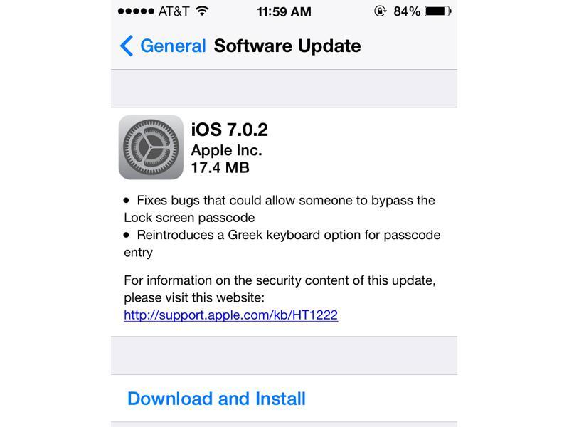 iOS 7.0.2 update