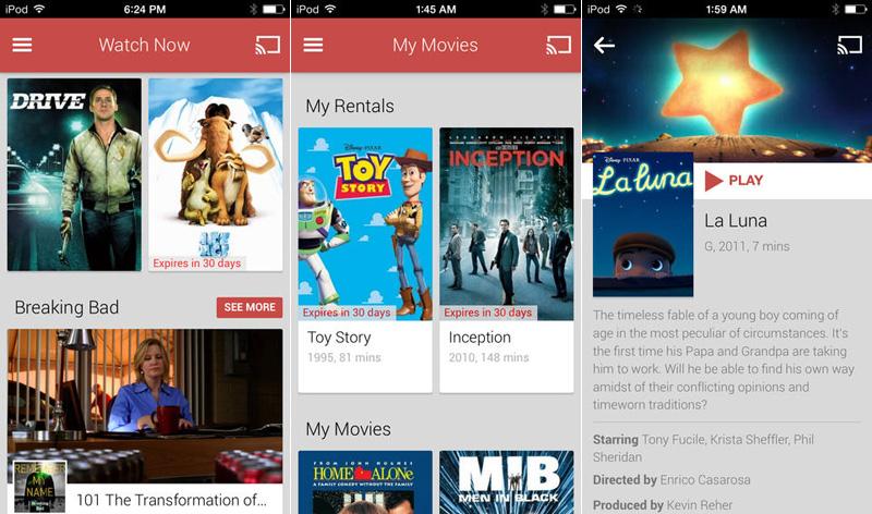 Google Play Movies & TV app iOS