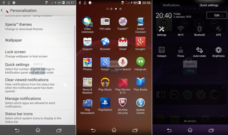 Sony Xperia Android 4.4 custom UI leak personalization