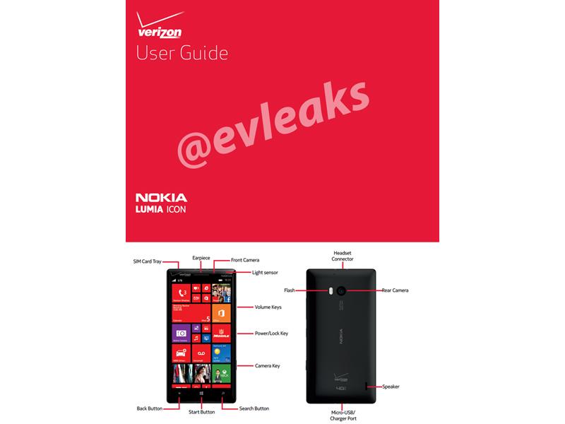 Verizon Nokia Lumia Icon user guide leak