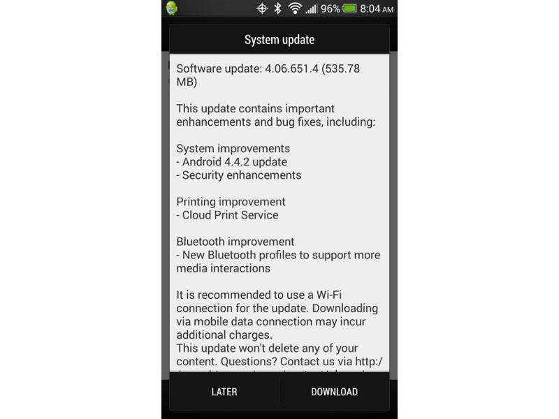 Sprint HTC One Android 4.4.2 update