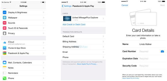 Apple Pay setup process screenshots