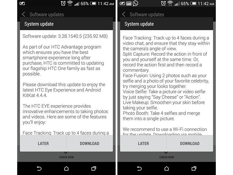 HTC One M8 Android 4.4.4 Eye Experience update