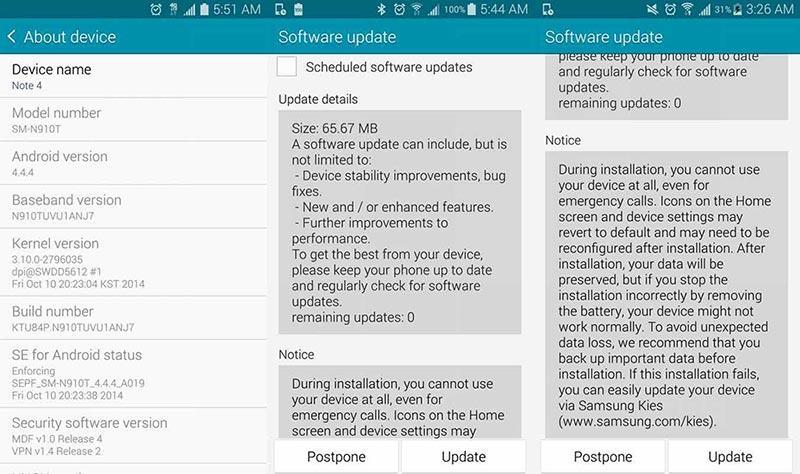 T-Mobile Galaxy Note 4 update