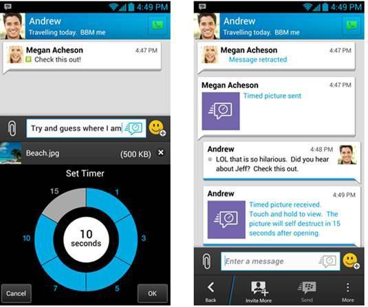BBM Timed Messages, Message Retraction