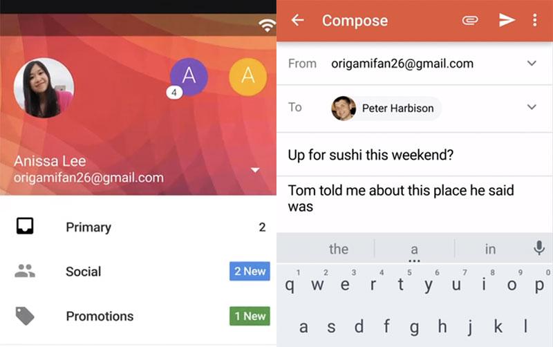 Gmail for Android 5.0 Material Design update