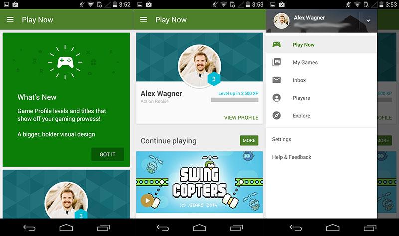 Google Play Games app Material Design update