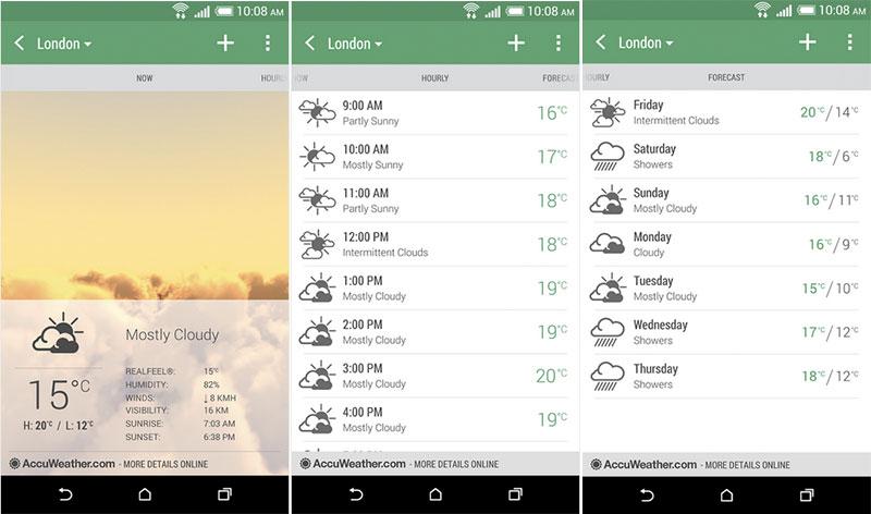 HTC Weather Android app screenshots