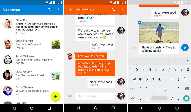 Google Messenger Android app screenshots Lollipop