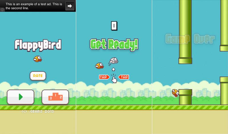 Screenshots of the Flappy Bird game.
