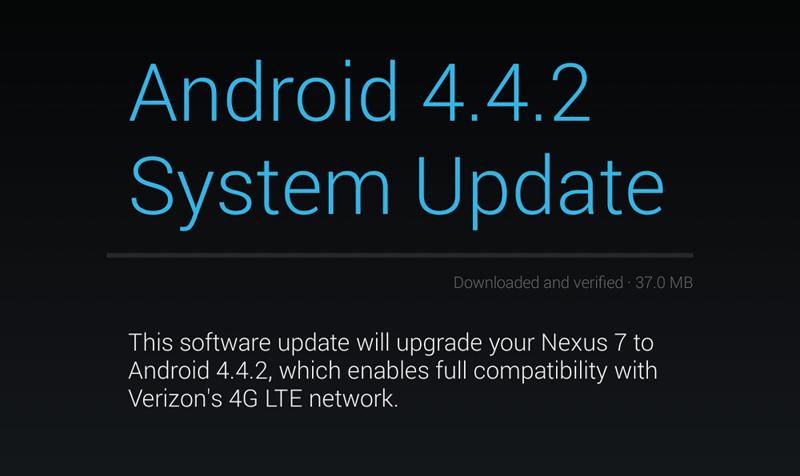 Nexus 7 LTE Verizon 4G compatibility update KVT49L