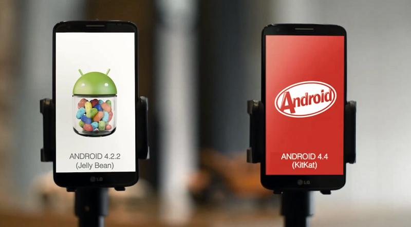 LG G2 Jelly Bean KitKat comparison video