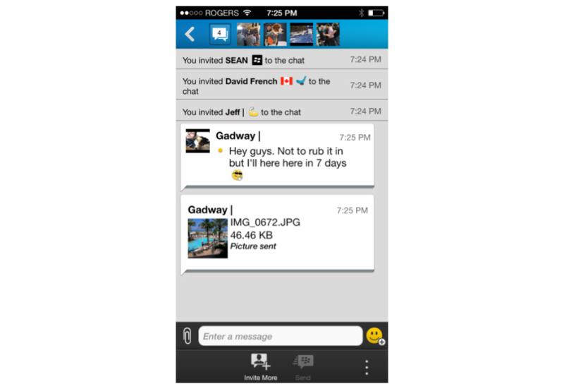 BBM photo sharing multi-person chat screenshot
