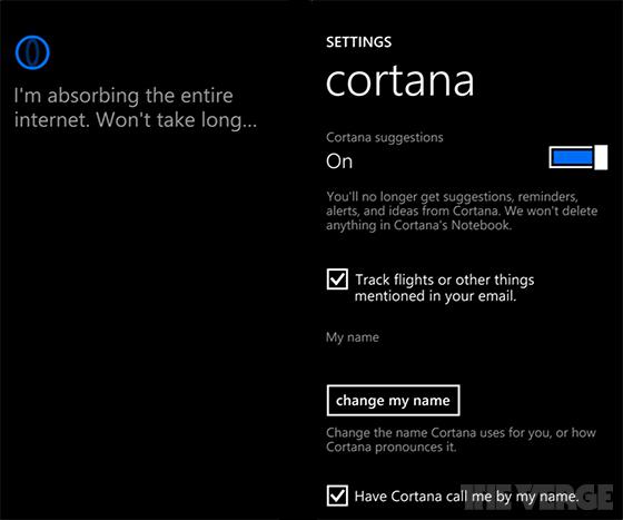 Cortana Windows Phone 8.1 screenshots leak