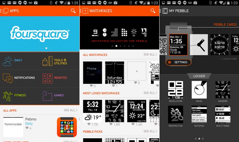 Pebble for Android version 2.0 screenshots