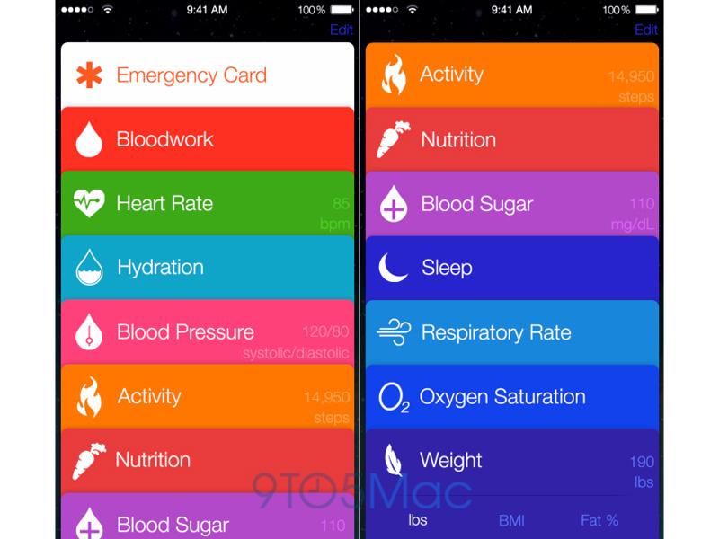 iOS 8 Healthbook screenshot recreation