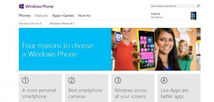 Windows Phone 8.1 Microsoft website