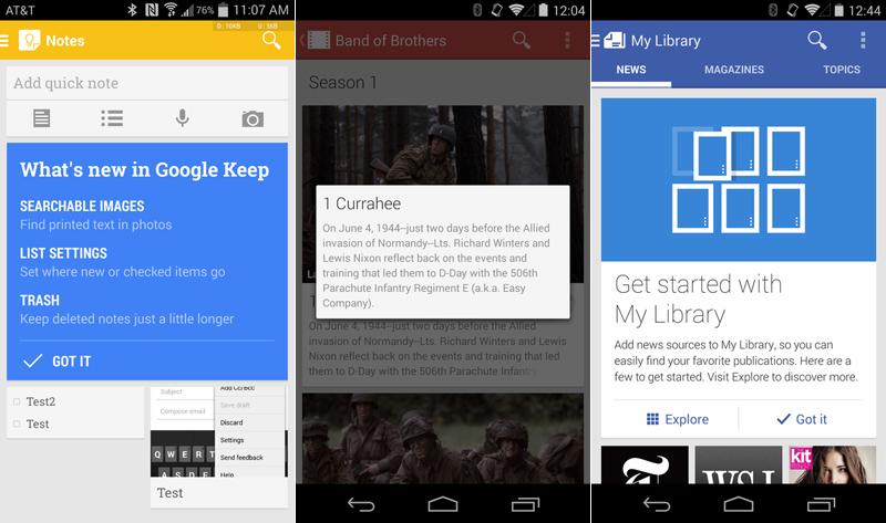 Google Keep, Play Movies, Play Newsstand app updates
