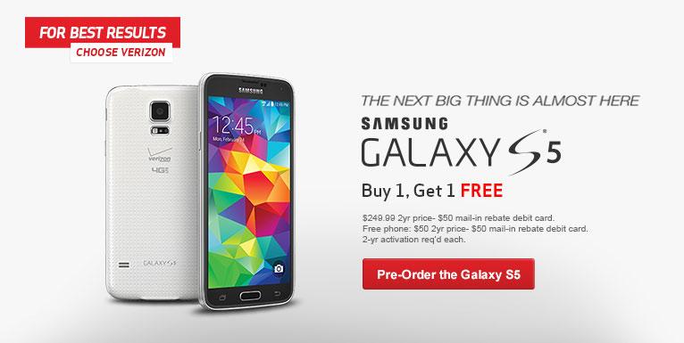 Verizon Samsung Galaxy S5 official