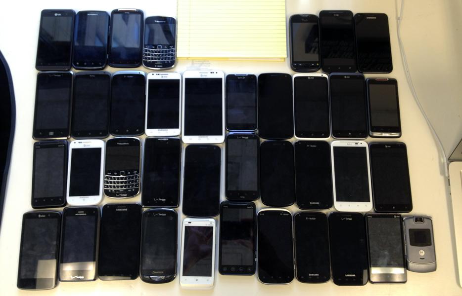 Smartphones on desk
