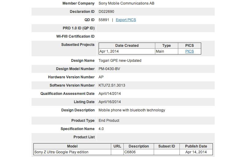 Android 4.4.3 update Sony Z Ultra Google Play edition