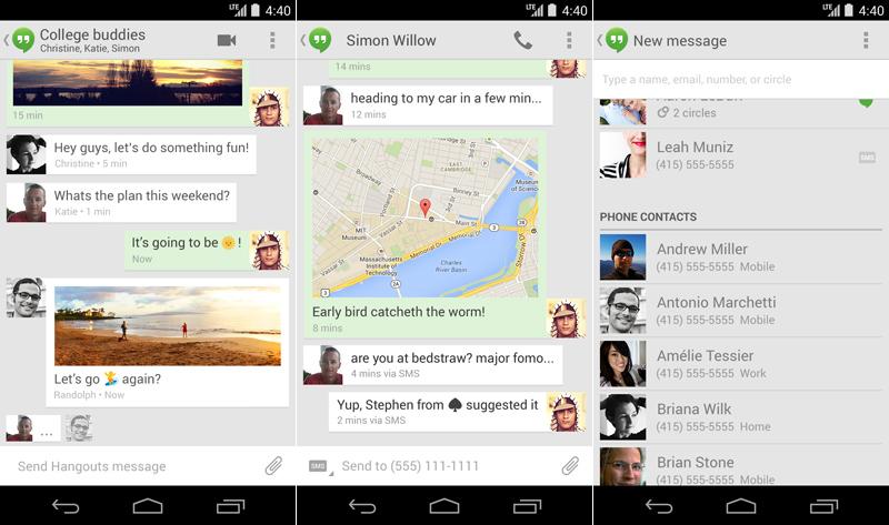 Hangouts for Android version 2.1 update