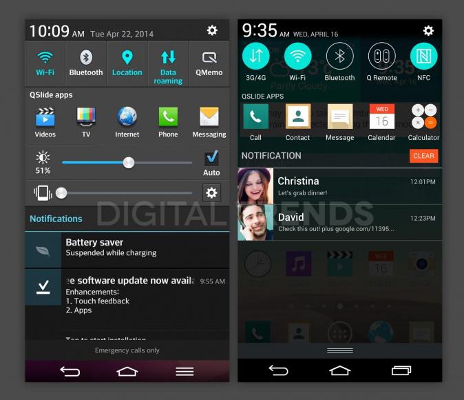 LG G Pro 2, LG G3 screenshot comparison