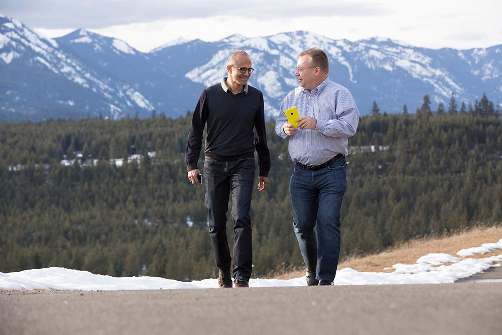 Microsoft CEO Satya Nadella, Nokia CEO Stephen Elop
