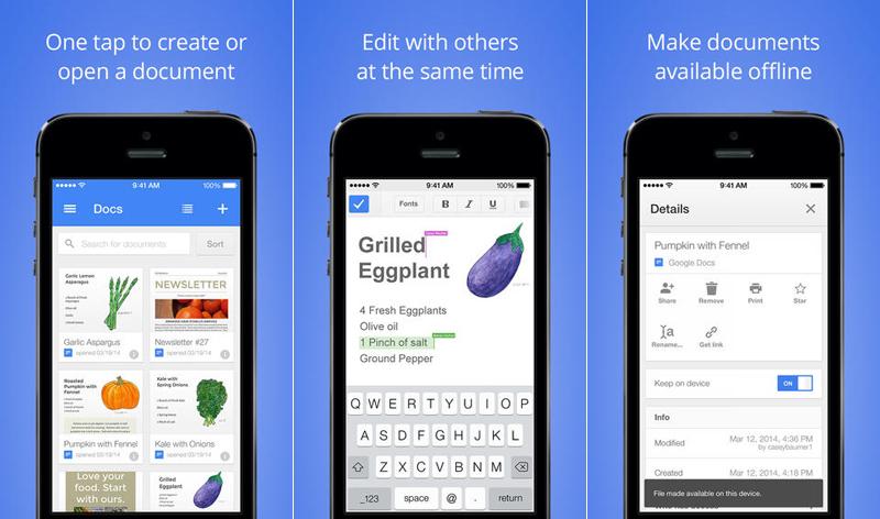 Google Docs for iPhone screenshots