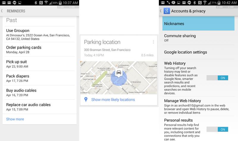 Google Search Android update Parking Location card