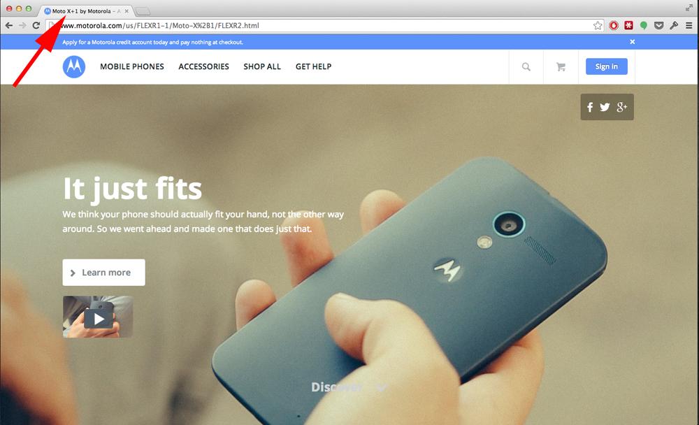 Moto X+1 Motorola web page