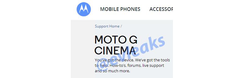 Moto G Cinema name Motorola's website leak