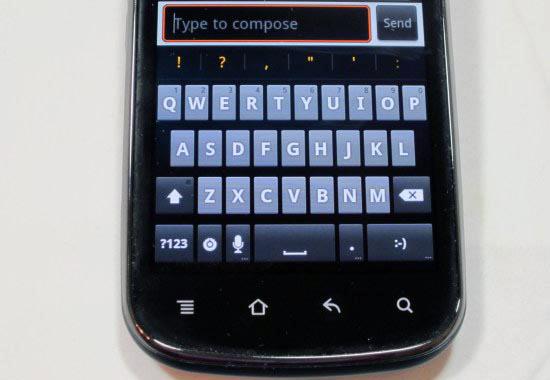 Pantech Burst virtual keyboard