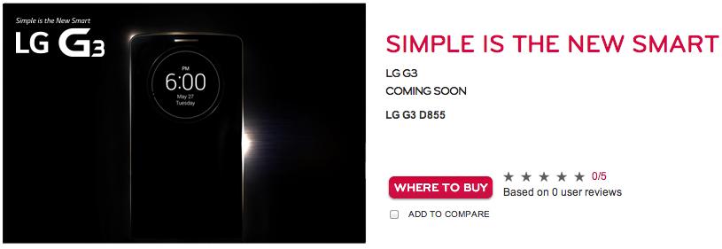 LG G3 D855 product page