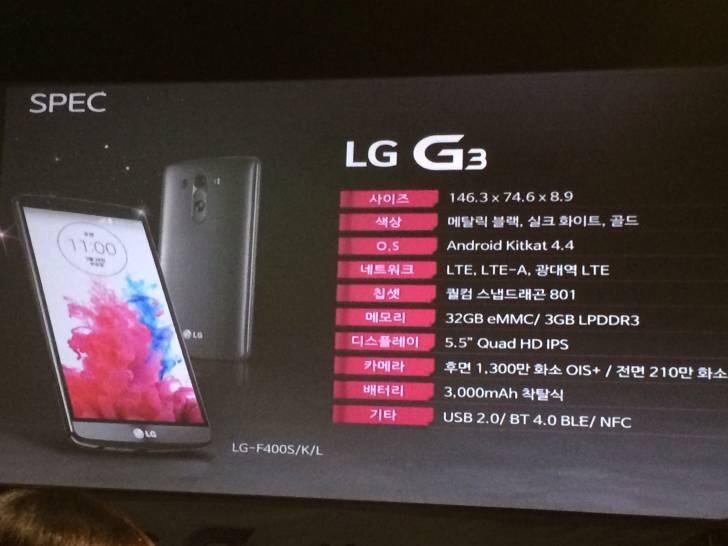 LG G3 specs leak